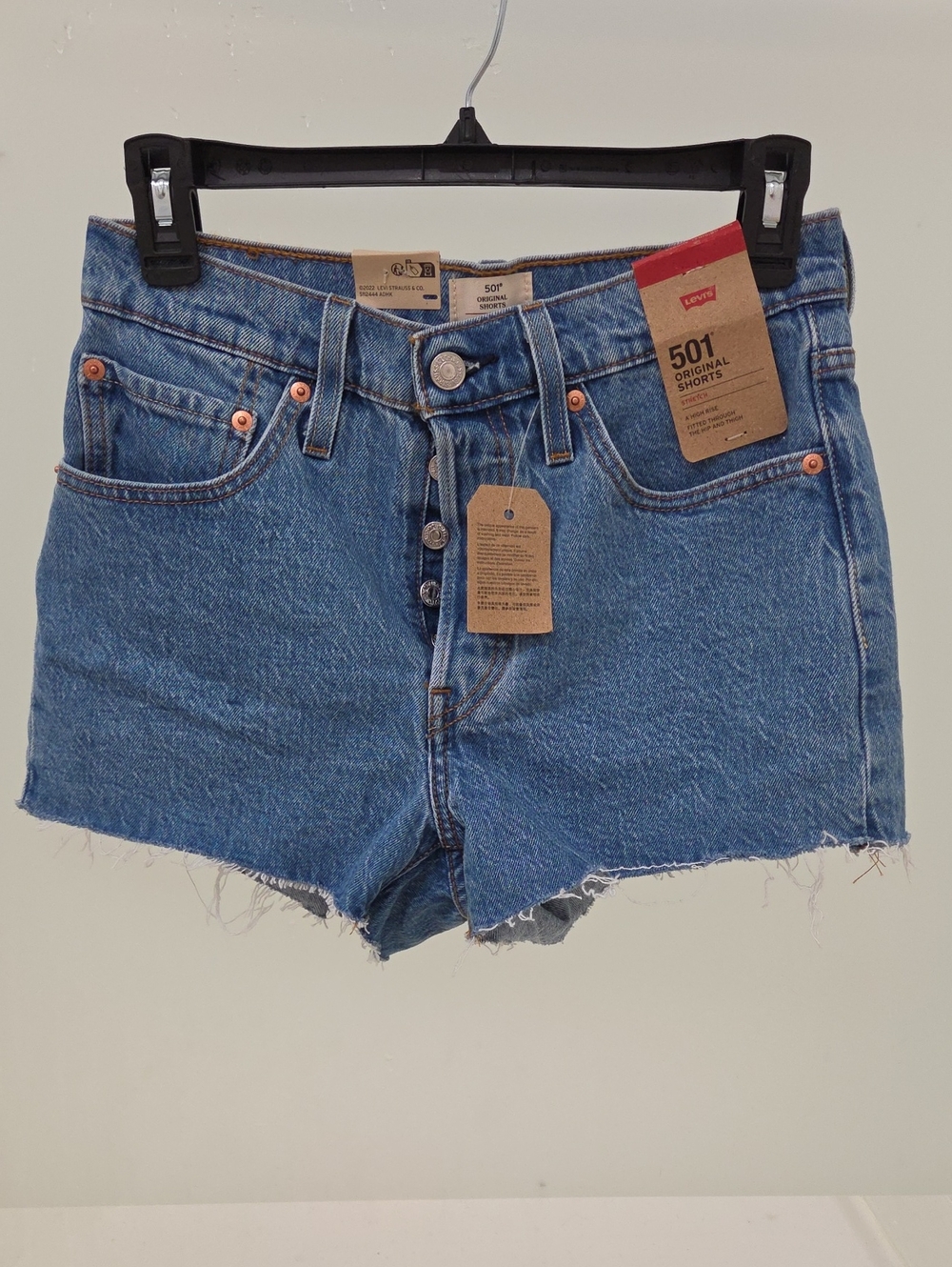 Levi's 501 Original Cutoff Denim Shorts - Medium Blue - Picture 1 of 5